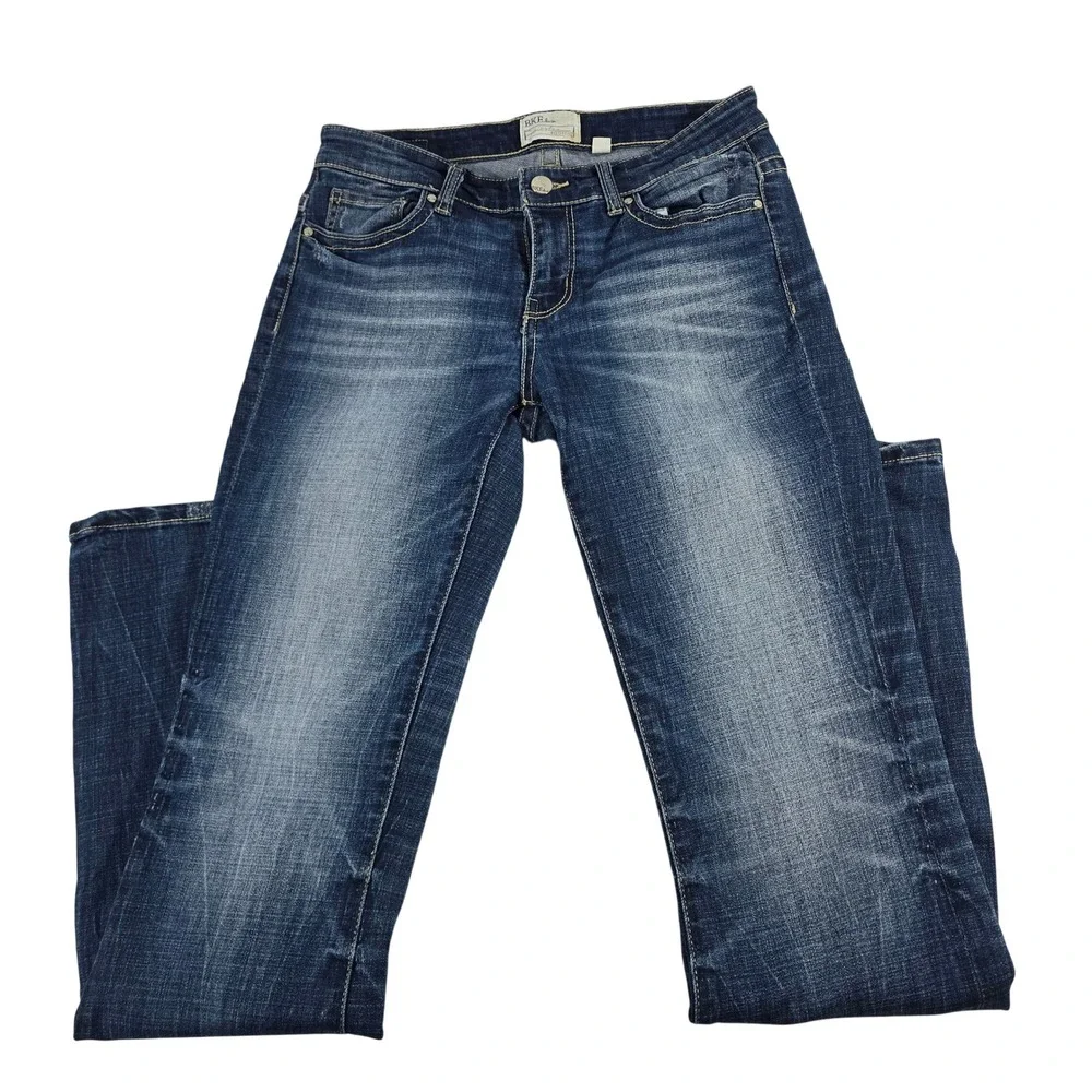 BKE Payton Bootcut Jeans Womens 27L Dark Wash Whiskered Denim 12614‎